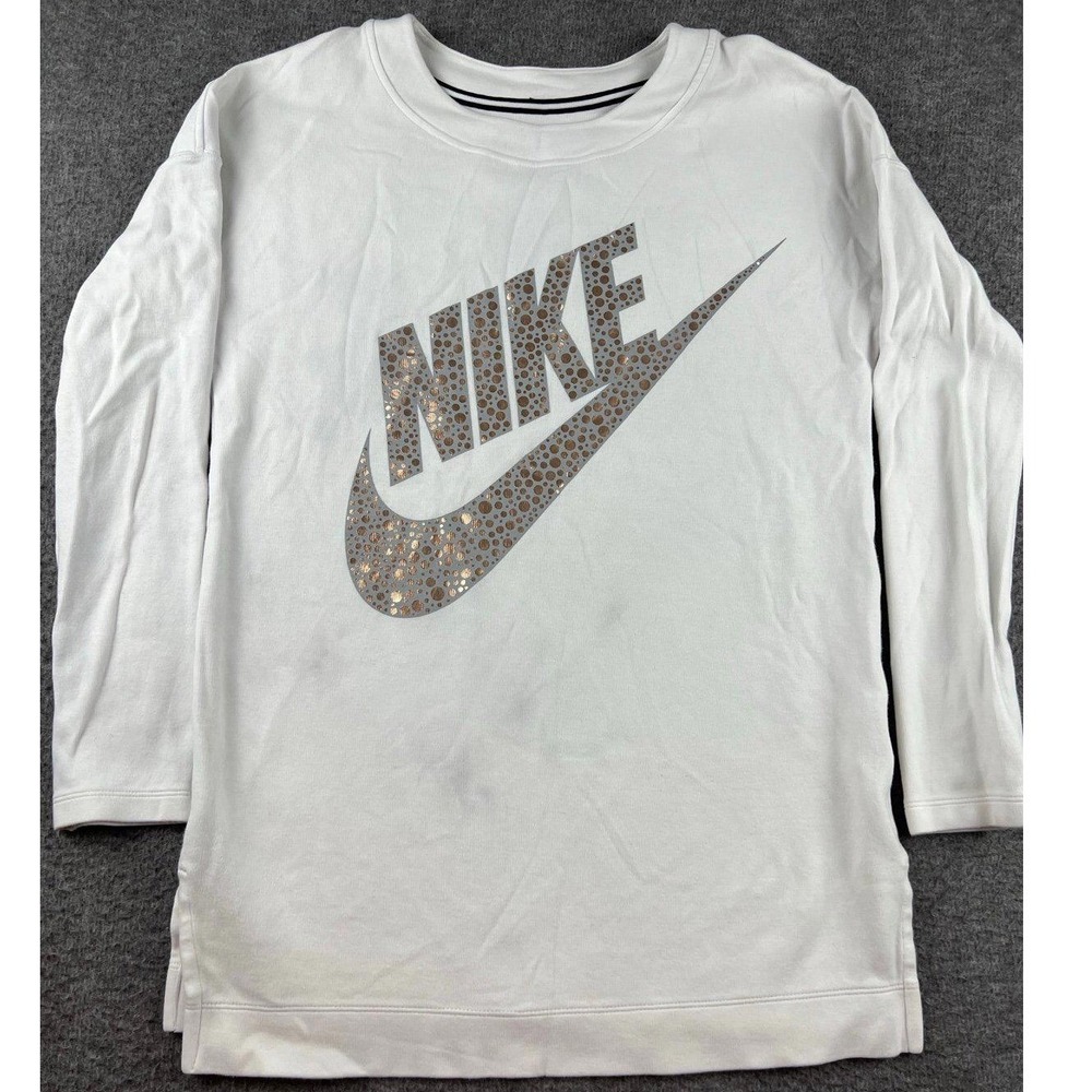 Nike Women's XS Sportswear Graphic Long Sleeve Top White